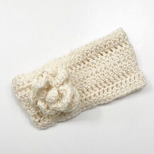 Cream floral knit ear warmer headband